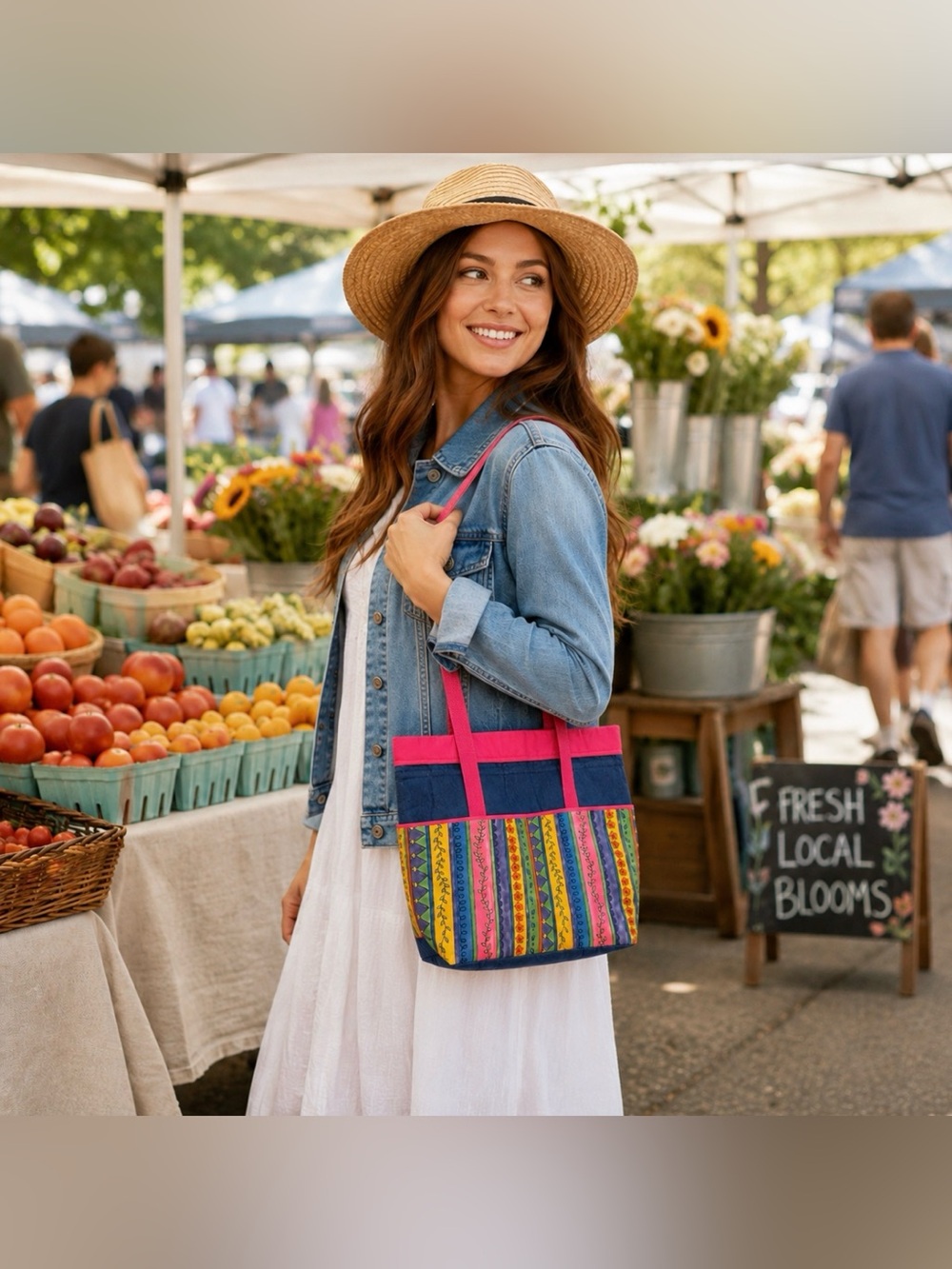 Handcrafted Tote Bag Perfect for Spring Easter Beautiful New Large Multicolor